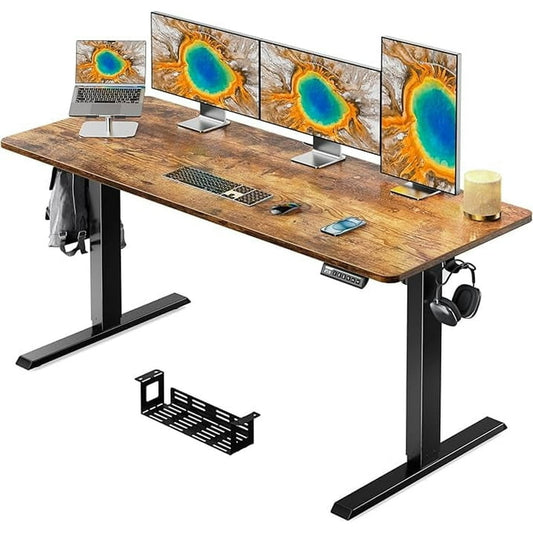 One Piece Standing Desk, 48x24 inch Adjustable Stand Up Desk with Cable Management Tray,Brown