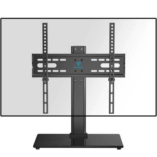PERLESMITH Tabletop Universal TV Stand for 37- 55 inch TVs with Height Adjustable & Wire Management