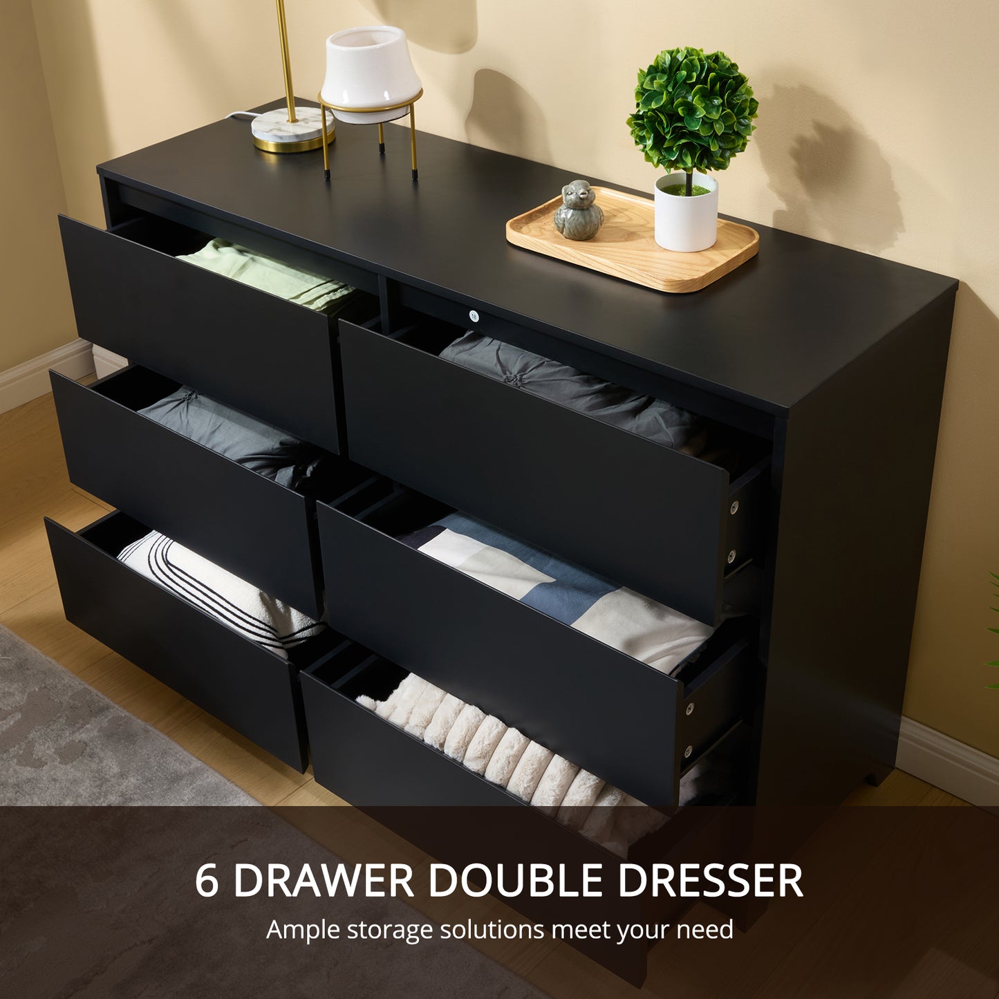 CHITOOMA 6 Drawer Dresser Wood Storage Cabine for Bedroom, Closet, Hallway, Entryway, Nursery Room, White