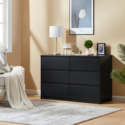 CHITOOMA 6 Drawer Dresser Wood Storage Cabine for Bedroom, Closet, Hallway, Entryway, Nursery Room, White