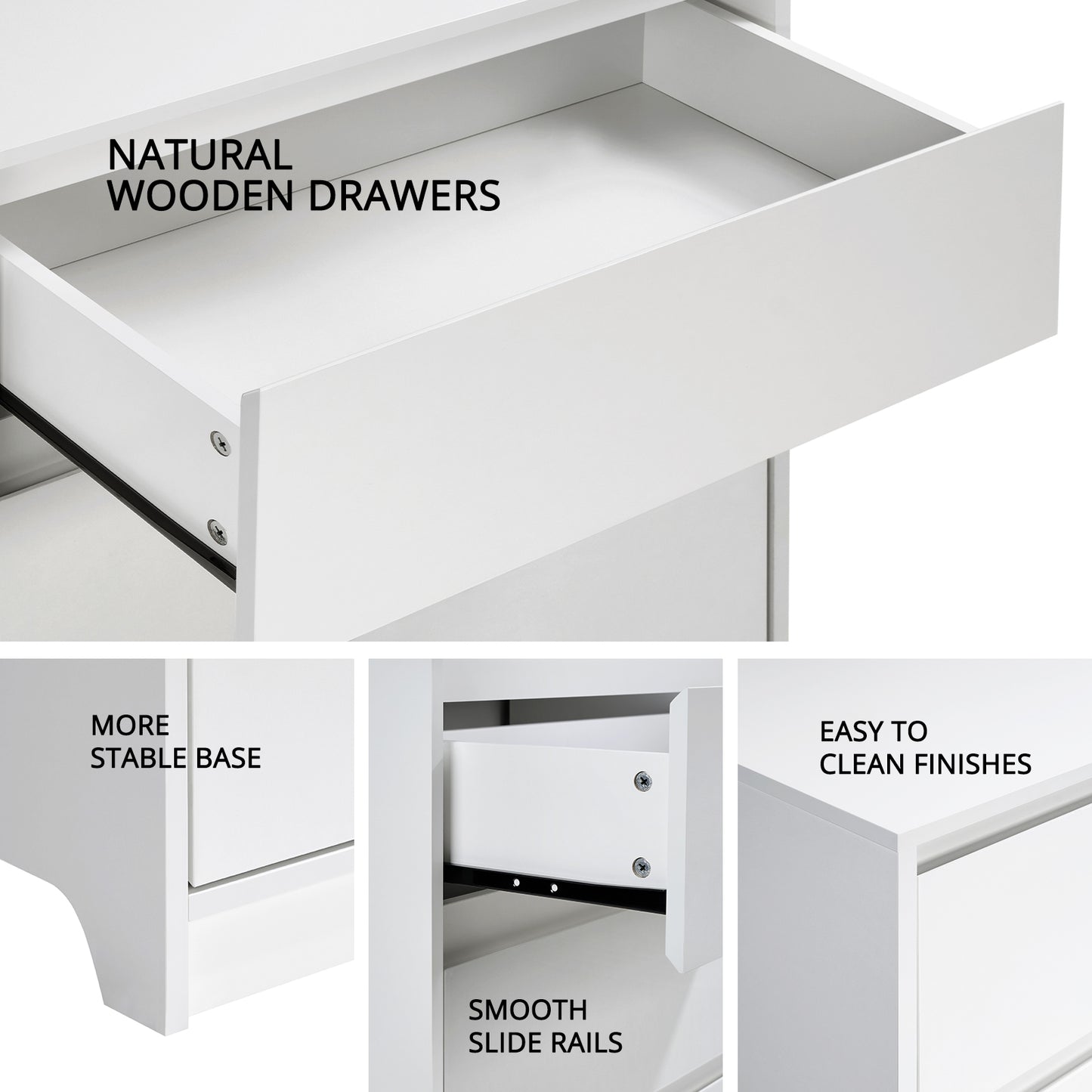 CHITOOMA 6 Drawer Dresser Wood Storage Cabine for Bedroom, Closet, Hallway, Entryway, Nursery Room, White
