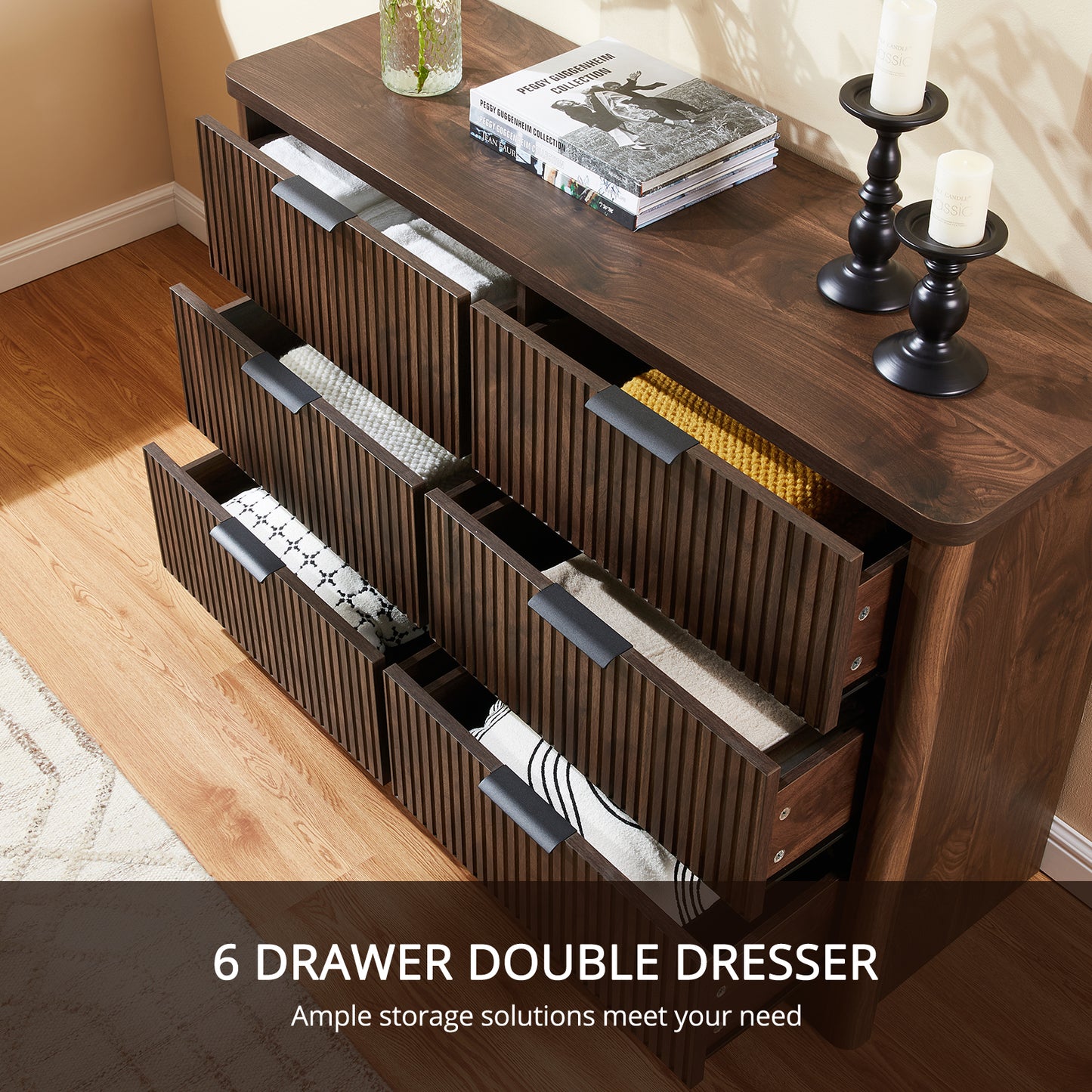 CHITOOMA 6 Drawer Dresser for Bedroom Modern Storage Tower for Closet, Hallway, Entryway, Nursery Room