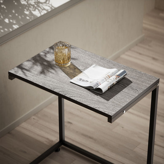 C Shaped Metal Sofa Side End Table Side Table TV Tray Table for Sofa,Couch Table,Bedroom(Grey)