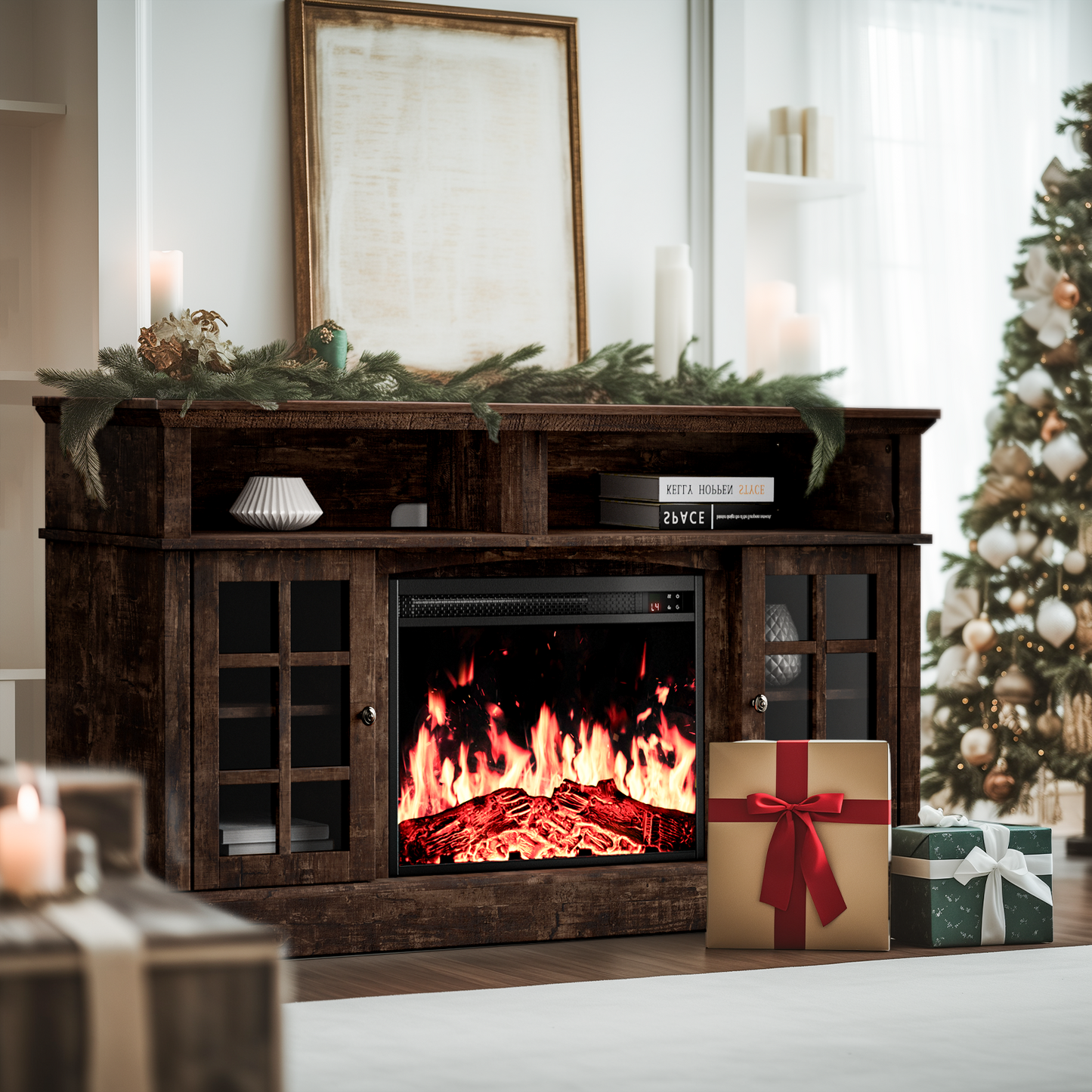 Electric Fireplace TV Stand for 65″ TVs with remote control Fireplace Entertainment Center TV Console Table with 23″ Fireplace, Holds up to 200 lbs - Walmart.com