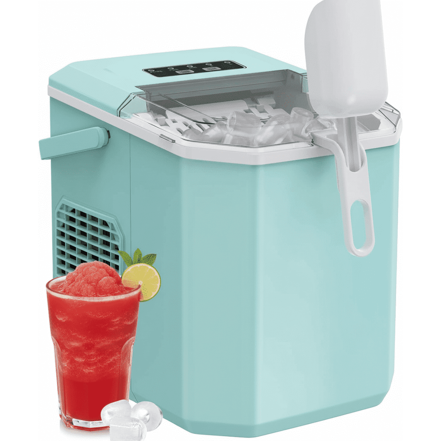 Philergo Ice Maker Countertop, 26lbs Per day, 9 Bullet Ice Cubes Ready in 6 Mins, Auto-Cleaning with Basket and Scoop for Home/RV/Camping/Party/Travel,Green