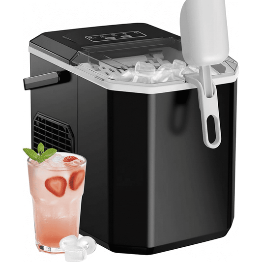 Philergo Ice Maker Countertop, 26lbs Per day, 9 Bullet Ice Cubes Ready in 6 Mins, Auto-Cleaning with Basket and Scoop for Home/RV/Camping/Party/Travel, Black
