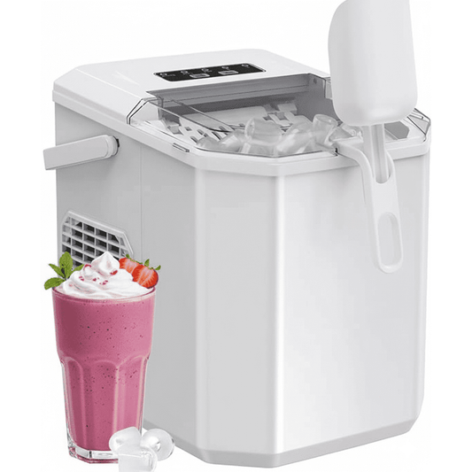 Philergo Ice Maker Countertop, 26lbs Per day, 9 Bullet Ice Cubes Ready in 6 Mins, Auto-Cleaning with Basket and Scoop for Home/RV/Camping/Party/Travel,White
