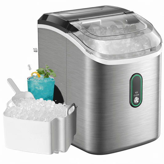 Philergo Nugget Ice Maker Countertop, 35lbs/Per Day, Self-Cleaning Sonic Ice Maker with Ice Scoop and Basket, Portable Chewable Pellet Ice for Home/Party/RV/Camping, Stainless Steels