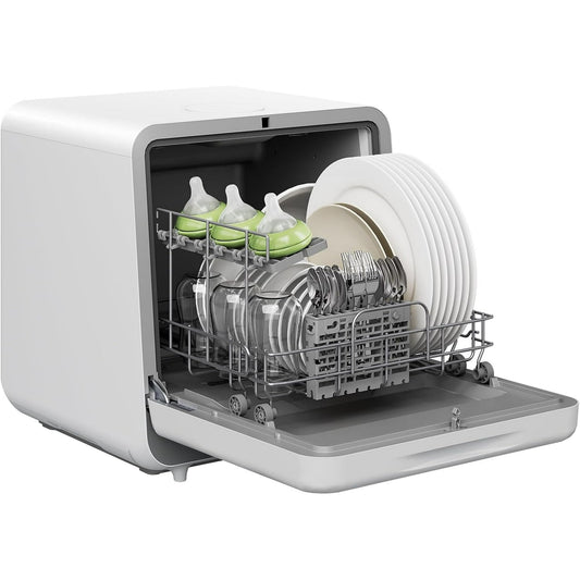 Philergo Portable Mini Countertop Dishwasher Built-in 5L Water Tank Auto Air-Dry, 7 Washing Programs, 4 Place Settings for Small Apartment, RVs, No Hookup Needed