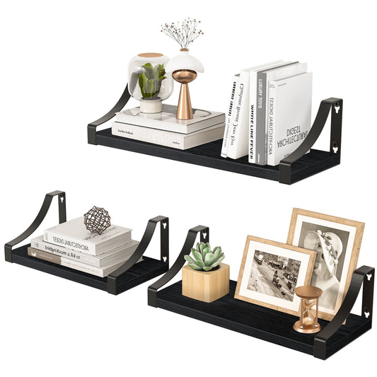 Set of 3 Wall Mounted Home Decor Wood Rustic Floating Shelves Storage Shelves for Bedroom, Bathroom, Living Room