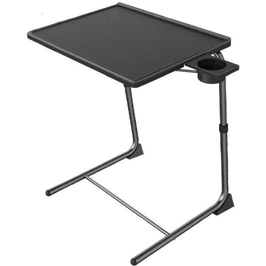 TV Tray Table, Folding Tray Table for Eating with 6 Adjustable Height & 3 Tilt Angle & Cup Holder for Bed & Couch
