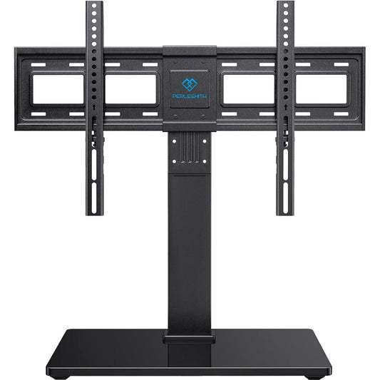 Universal Swivel TV Mount Stand Base for 37 to 70 inch LCD LED TVs, Height Adjustable Table Top TV Stand with Tempered Glass Base, Max 600x400mm, Holds up to 88lbs