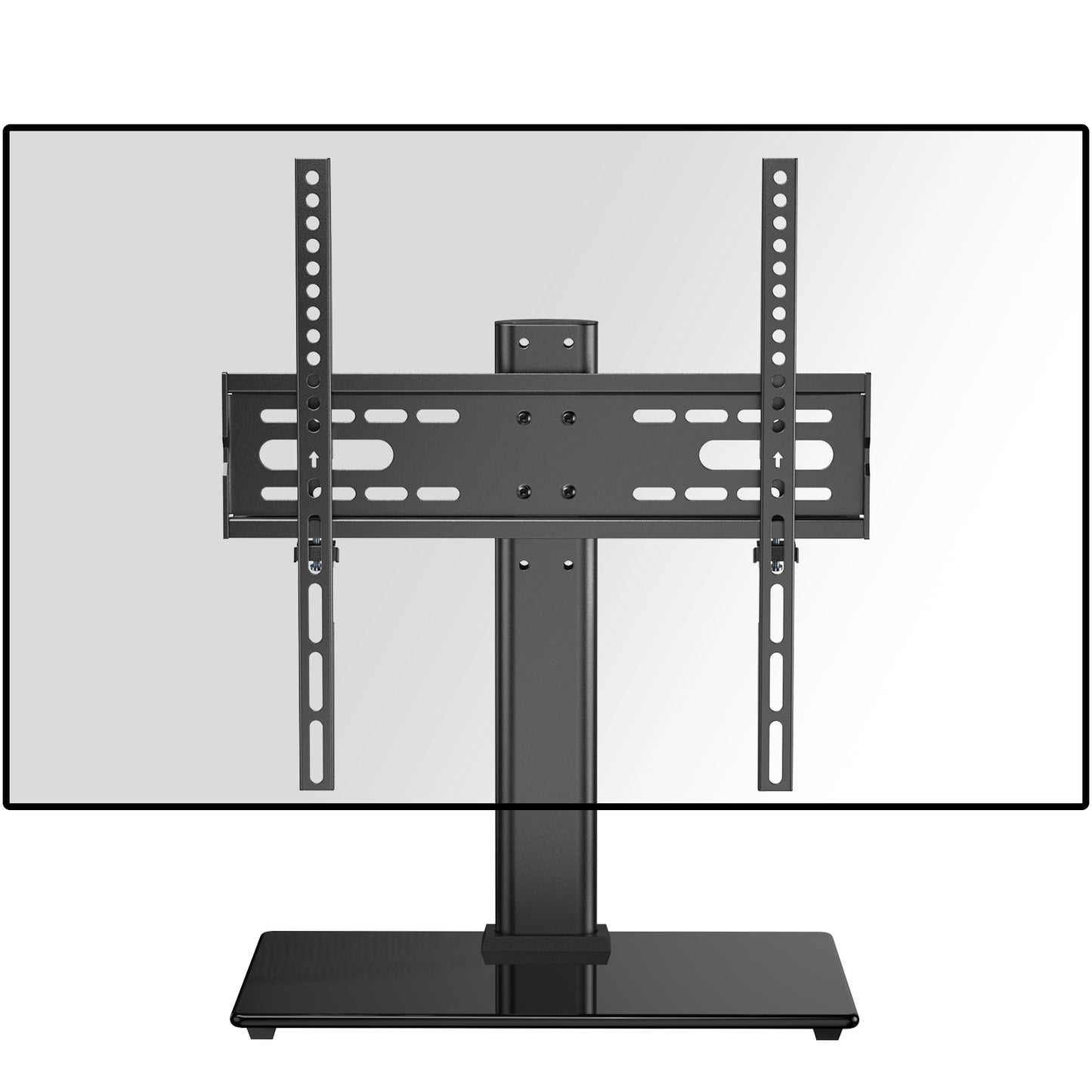 Universal TV Stand, Table Top TV Stand for 32-55 inch LCD LED TVs, Height Adjustable TV Base Stand with Tempered Glass Base Wire Management, 400x400mm