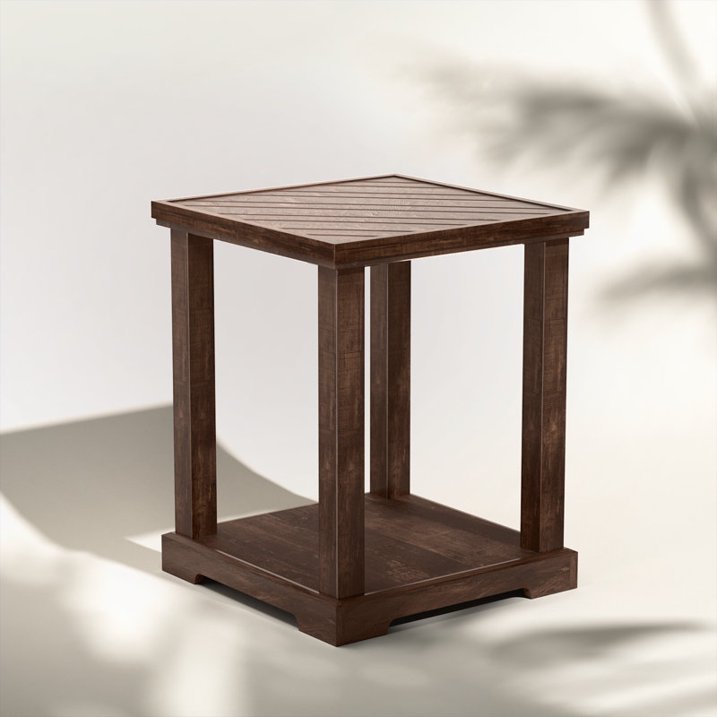 Waterproof End Table for Living Room, Easy Assembly Side Tables, Modern Bedside Nightstand, 2'' Tabletop Thickness, Vintage Brown