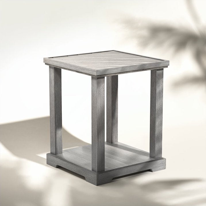 Waterproof End Table for Living Room, Easy Assembly Side Tables, Modern Bedside Nightstand, 2'' Tabletop Thickness, Wash Gray