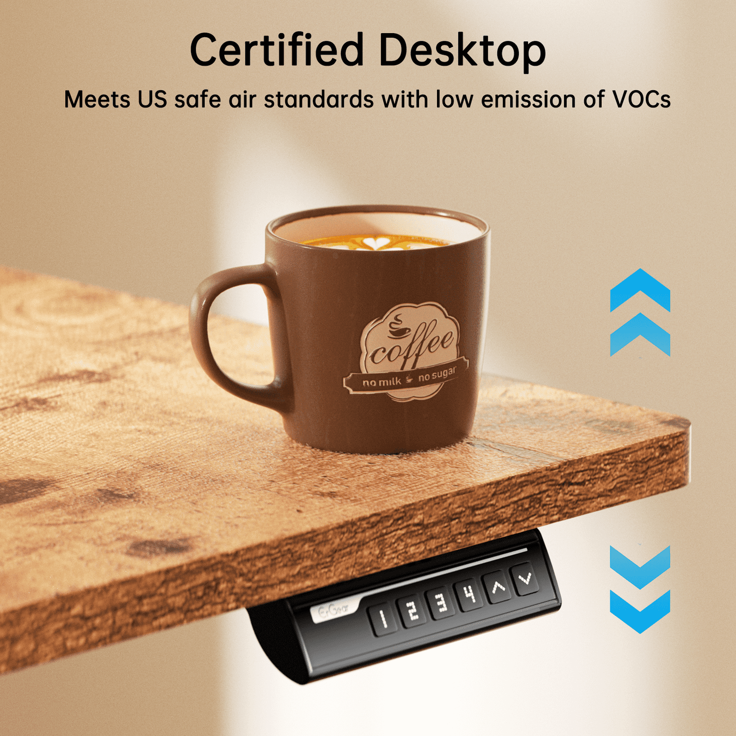Kyspho Electric Standing Desk, 48 x 24 inch Height Adjustable Stand up Desk with Memory Preset, Sit Stand Home Office Desk, Rustic Brown
