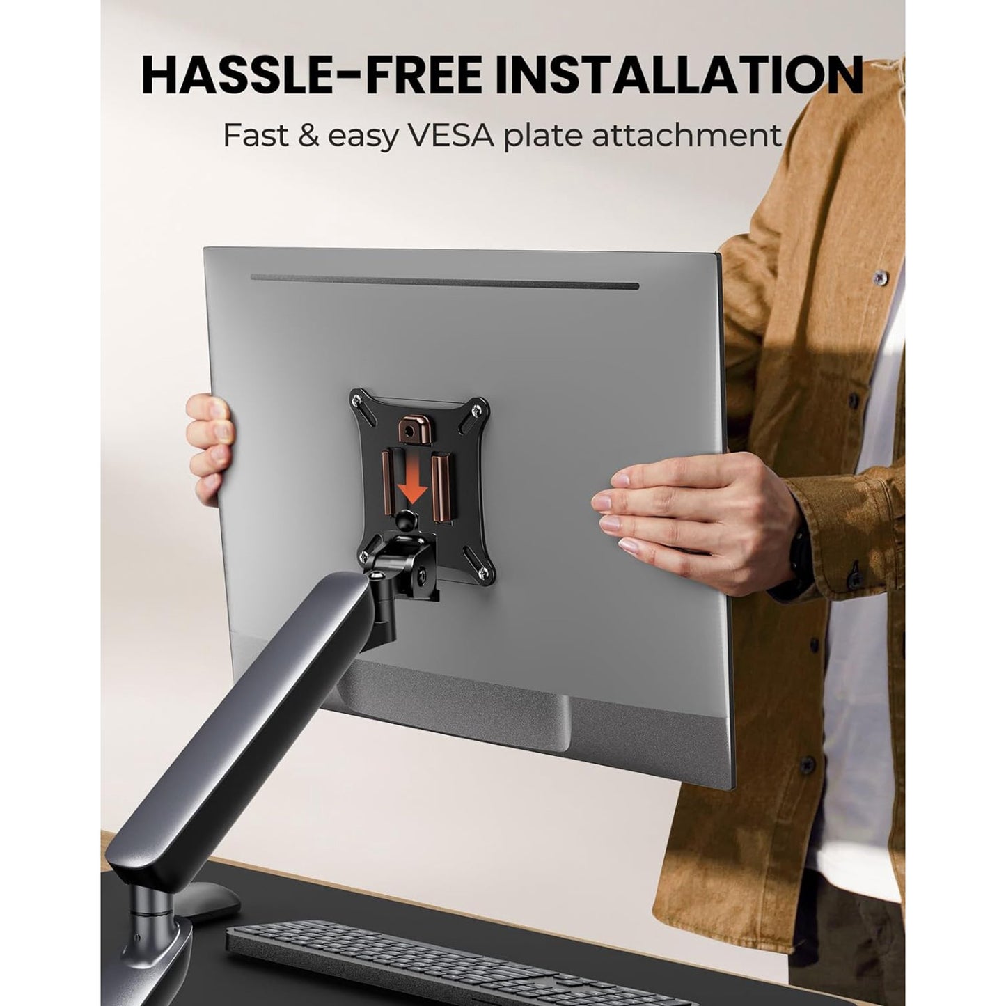 Swivel Ultrawide Curved Monitor Arm - Upgraded Sturdy Desk Mount with USB Hub, Vesa Mount Holds up to 24 lbs