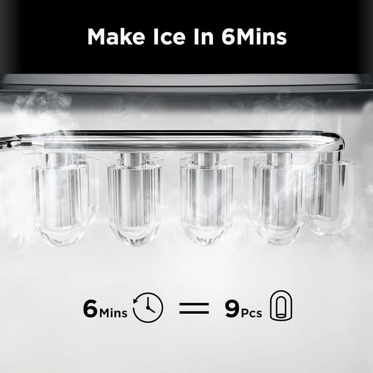 Countertop Ice Maker Machine, Portable Ice Makers Countertop, 26lbs/24H, 9 Cubes in 7 Mins, Self-Cleaning Ice Maker with Ice Scoop and Basket, Black