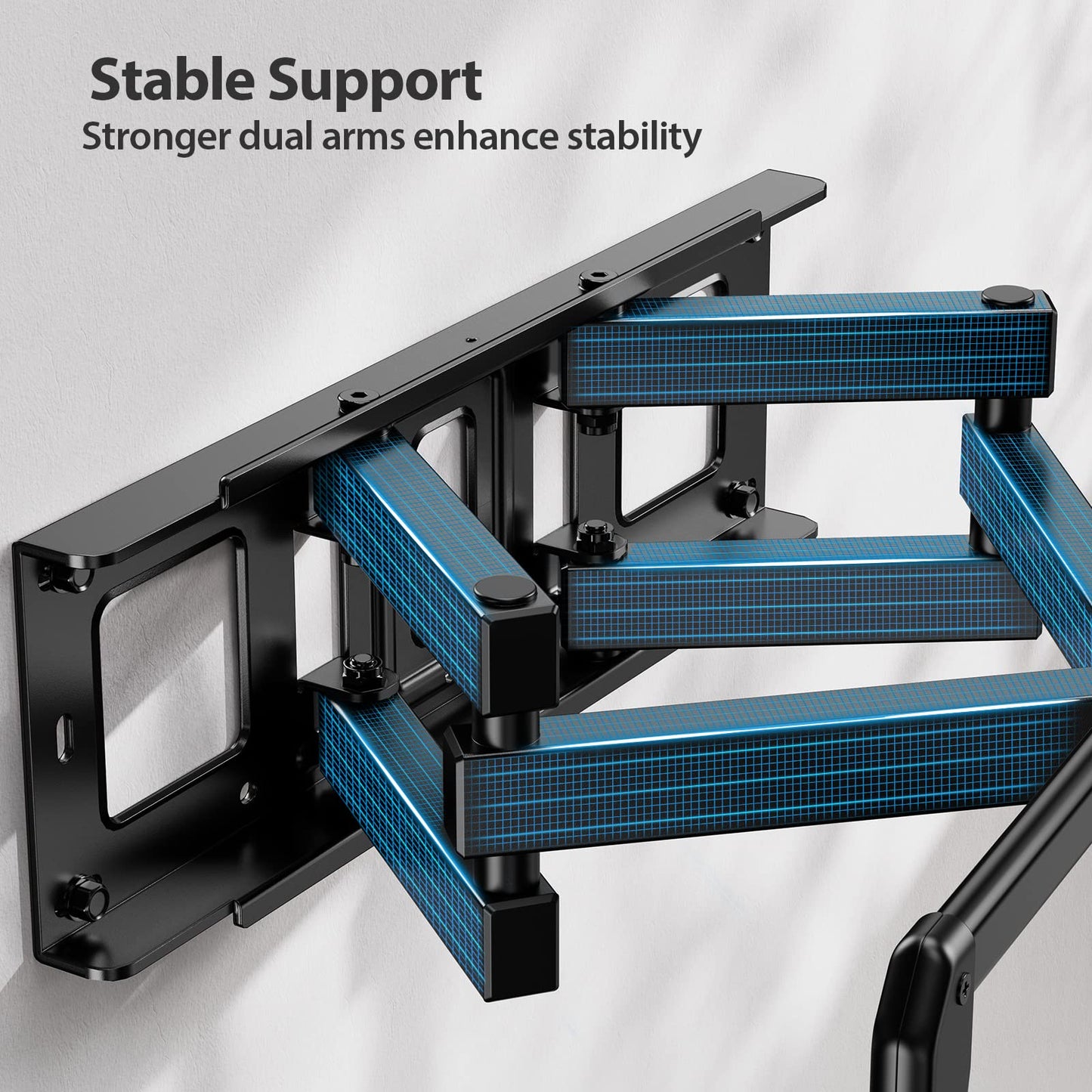 MountFTV Full Motion TV Wall Mount for 37-75 inch LED LCD OLED TVs, Dual Articulating Extension Arms Swivel TV Mount Wall Bracket, Max 600x400mm, Holds up to 100lbs
