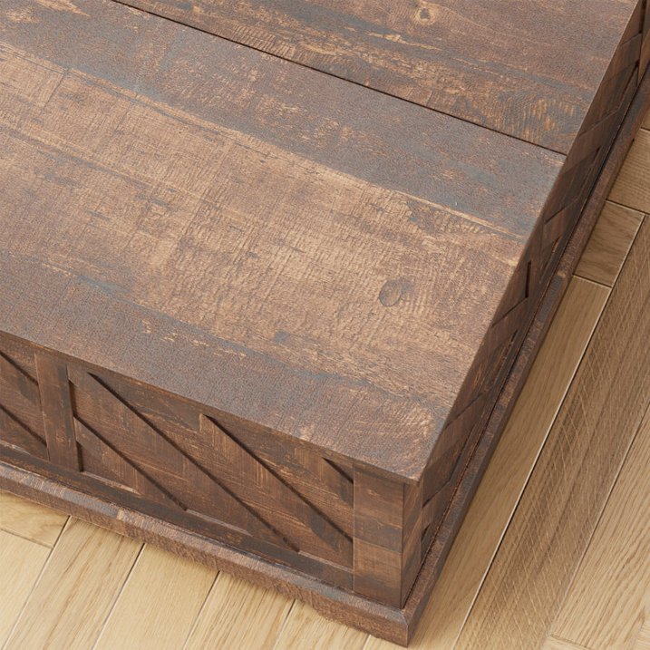 Lift Top Coffee Table, 35"x35" Wood Square Dining Center Table with Storage and Large Hidden Space for Living Room, Vintage Brown