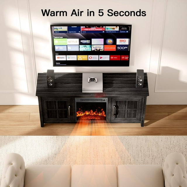 Electric Fireplace TV Stand for 70″ TVs Fireplace Entertainment Center TV Console Table with 18″ Fireplace, Holds up to 200 lbs - Walmart.com