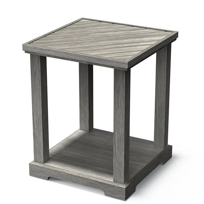 Waterproof End Table for Living Room, Easy Assembly Side Tables, Modern Bedside Nightstand, 2'' Tabletop Thickness, Wash Gray