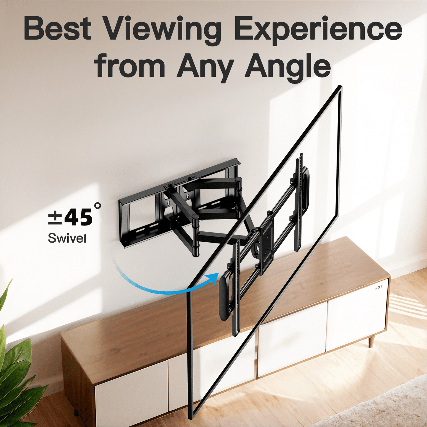 MountFTV Full Motion TV Wall Mount Bracket for 37-90 inch TVs, Max 600x400mm, Holds up to 132lbs