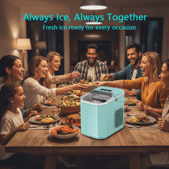 Philergo Ice Maker Countertop, 26lbs Per day, 9 Bullet Ice Cubes Ready in 6 Mins, Auto-Cleaning with Basket and Scoop for Home/RV/Camping/Party/Travel,Green