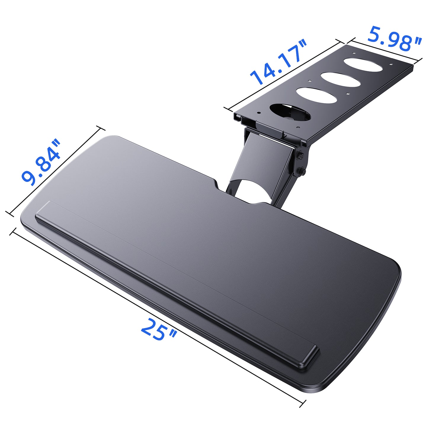 Keyboard Tray Under Desk 360° Rotating Ergonomic Sliding Keyboard & Mouse Tray, Height Adjustable