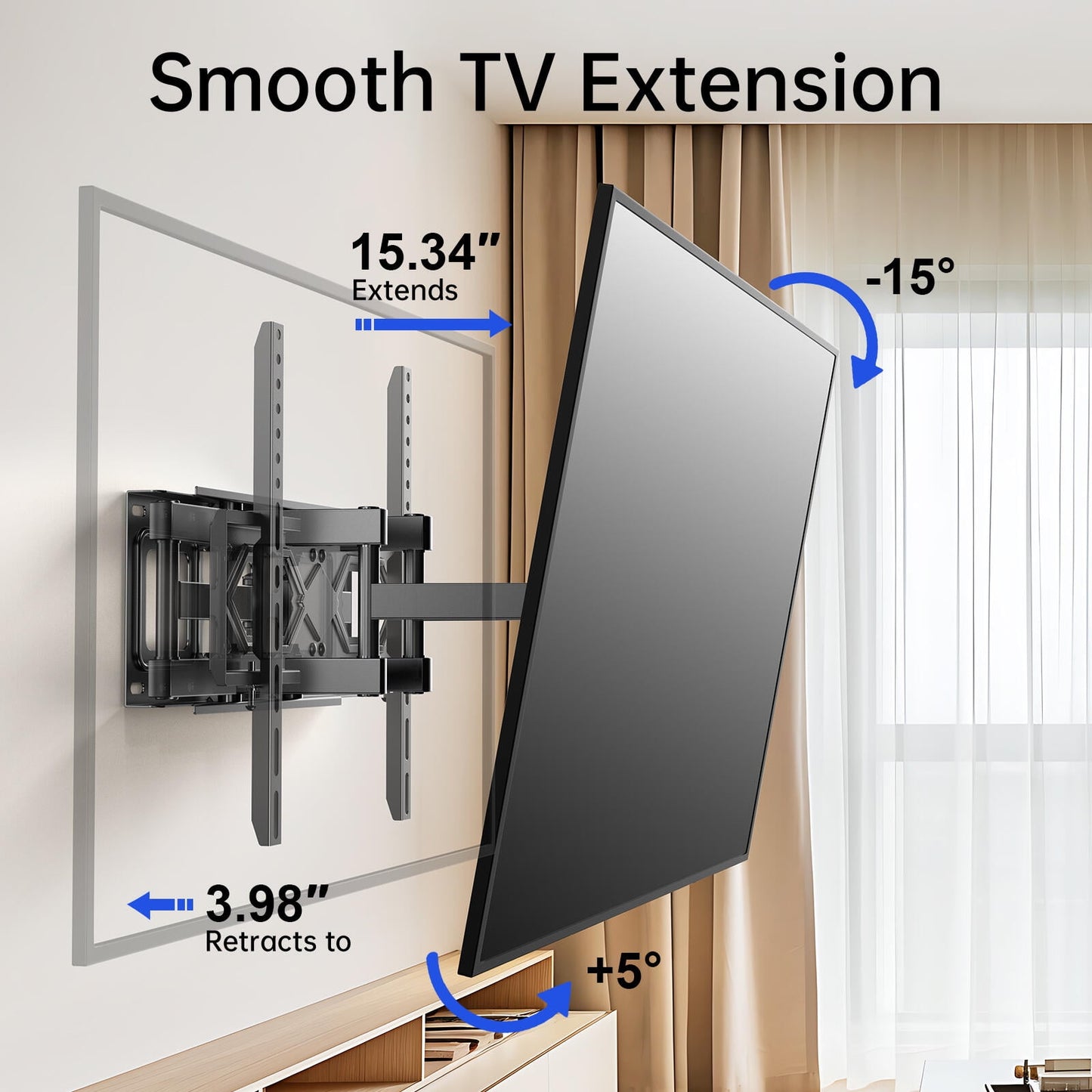 Full Motion Articulating TV Wall Mount Swivel Tilting Bracket Fit for 26-65 In Flat & Curved TVs