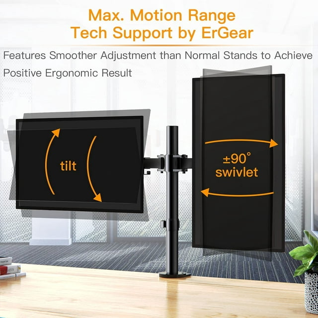 Dual Monitor Stand for 13 to 32” Fully Adjustable Monitor Stand Fits up to 17.6 lbs per Arm