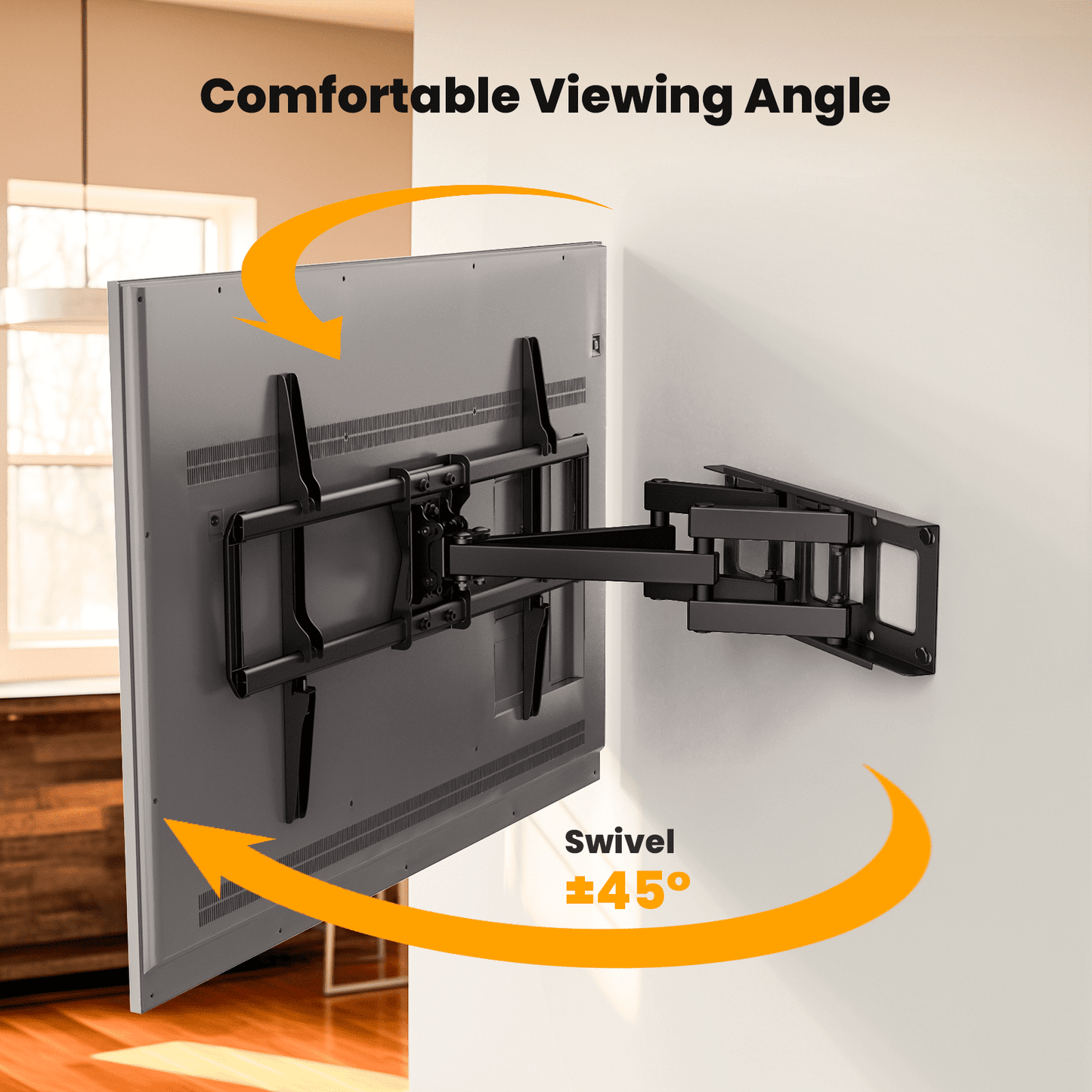 MountFTV Full Motion TV Wall Mount Bracket for 37-75 inch LED LCD OLED Curved TVs Monitors, Dual Articulating Extension Arms Tilt Swivel TV Wall Mount , Max 600x400mm, Holds up to 100lbs