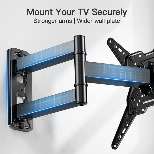 MountFTV Full Motion TV Wall Mount Bracket for Most 26-60 inch LED LCD Flat Curved Screen Monitors TVs, Max 400x400mm,Holds up to 77 lbs