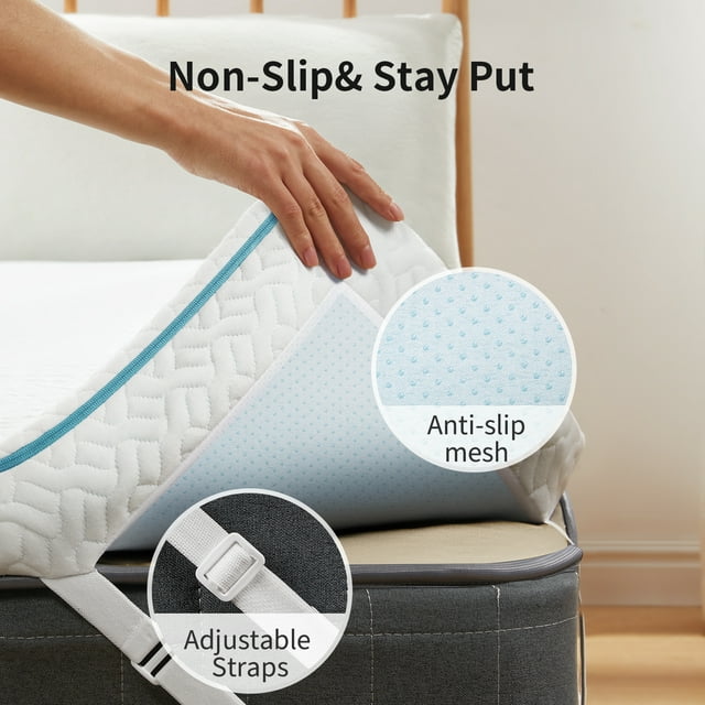 3 inch Non-Slip Design Gel Memory Foam Mattress Topper with Removable & Washable Cover for Cooling Sleep,Pressure Relief ,CertiPUR-US Certified - King - Walmart.com