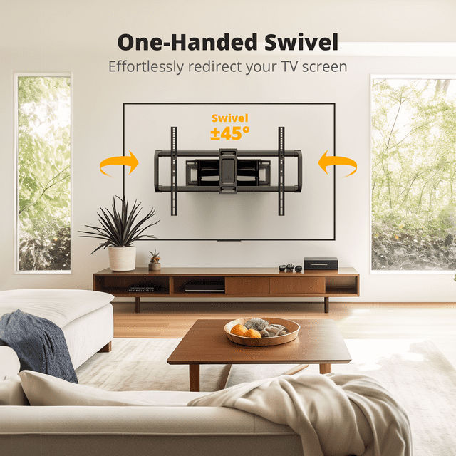 MountFTV Full Motion TV Wall Mount Bracket Tilting Swivel for Most 37-75 Inch LED LCD OLED Flat/Curved Screen TVs,max 600x400mm, Holds up to 100 lbs