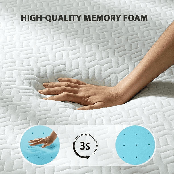 3 inch Non-Slip Design Gel Memory Foam Mattress Topper with Removable & Washable Cover for Cooling Sleep,Pressure Relief ,CertiPUR-US Certified - Twin