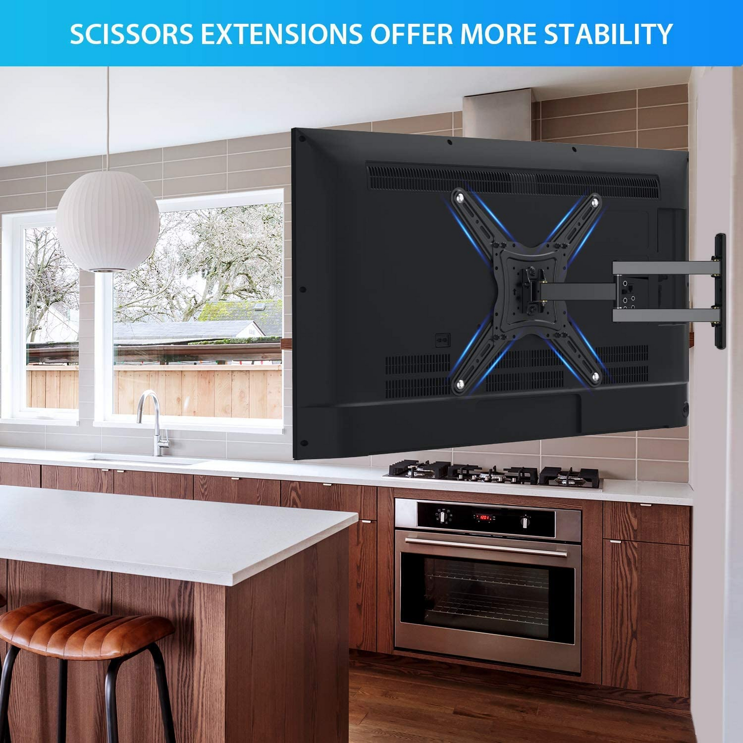 Full Motion TV Wall Mount Articulating Arms Swivels Tilts Bracket for 26-60 inch Flat Curved TVs, Max 400x400mm Holds up to 88lbs
