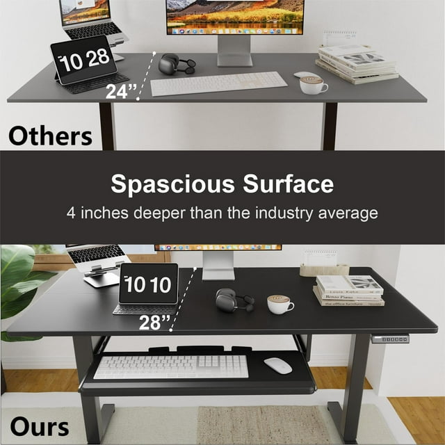 Electric Standing Desk with Keyboard Tray 48 x 24 Inches Height Adjustable Sit Stand up Desk Memory Computer Home Office Desk - Walmart.com