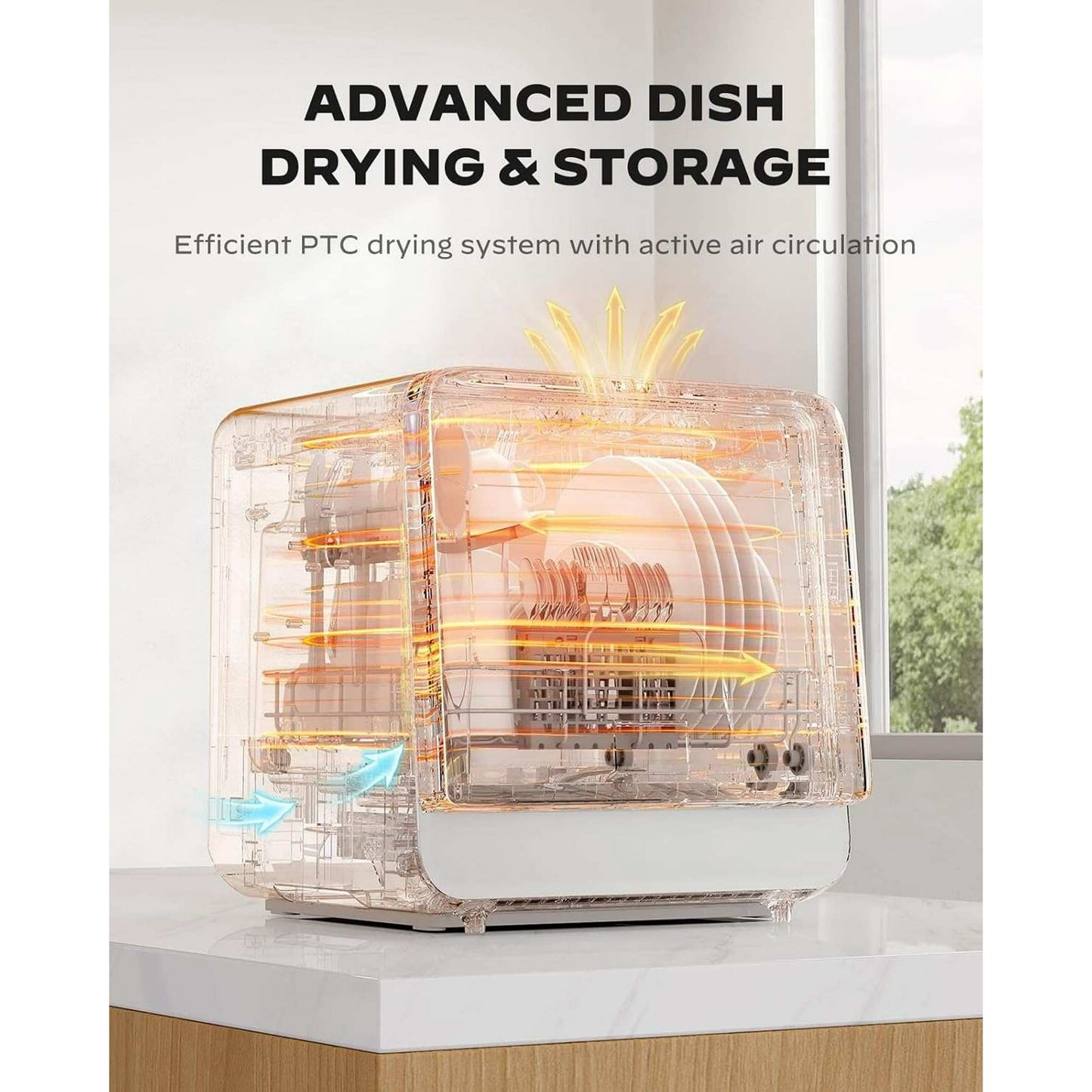 Philergo Portable Mini Countertop Dishwasher Built-in 5L Water Tank Auto Air-Dry, 7 Washing Programs, 4 Place Settings for Small Apartment, RVs, No Hookup Needed