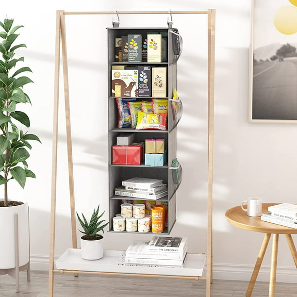 6-Shelf Hanging Closet Organizer with 3 Removable Drawers & Side Pockets Hanging Shelf Organizer for Closet, 11.4''W x 12''D x 43.3''H - Walmart.com