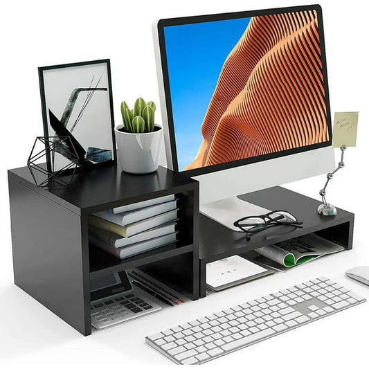 Pipishell Monitor Stand Riser with 2 Tier Shelf, Desktop Organizer Computer Monitor Stand for ScreenLaptop, Printer, Bookshelf for Home & Office - Walmart.com
