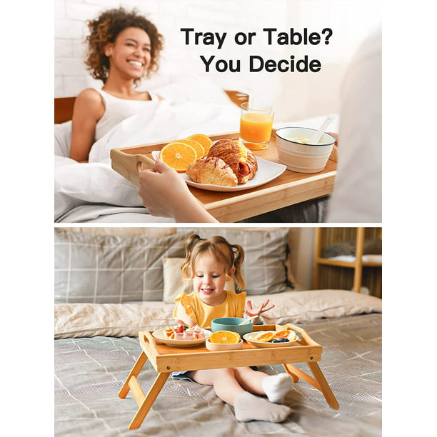 Foldable Bed Tray Table Bamboo Breakfast Tray Dinner Serving Tray for Sofa, Bed, Working, Eating, Reading - Walmart.com
