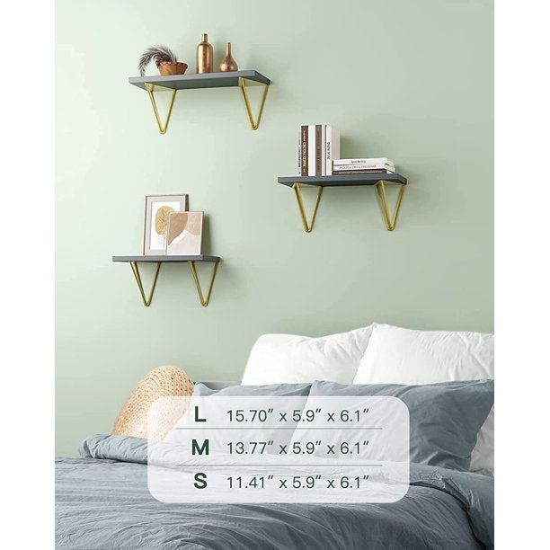 Myfurnideal 3 Sets Floating Shelves Wall Mounted Shelves for Bedroom, Living Room, Bathroom, Kitchen, Black - Walmart.com