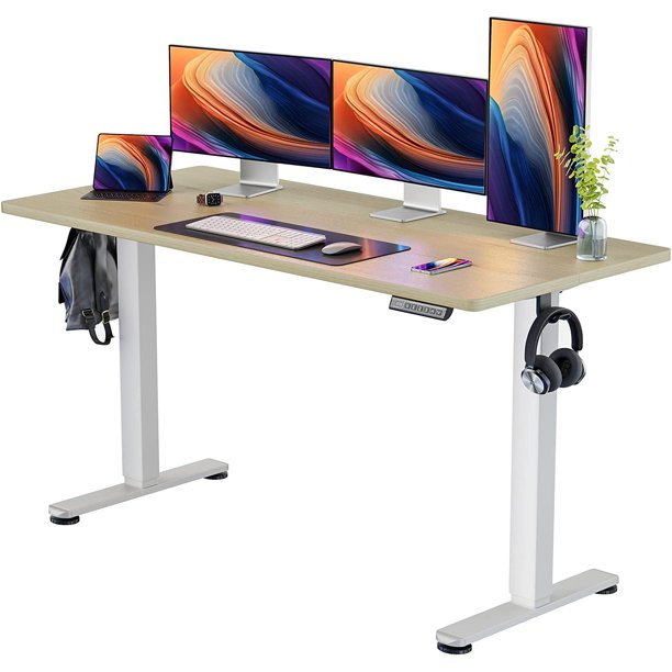 Electric Standing Desk 63x 28 Inches Height Adjustable Sit Stand up Desk Memory Computer Home Office Desk, Natural - Walmart.com