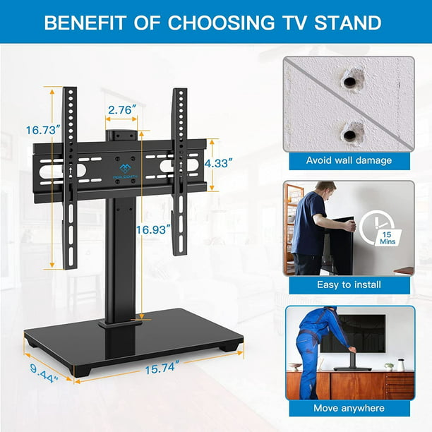 Universal TV Stand Adjustable Height Tabletop TV Stand Fits 32-55 inch TVs, Hold up to 88lbs, Max 400x400mm - Walmart.com