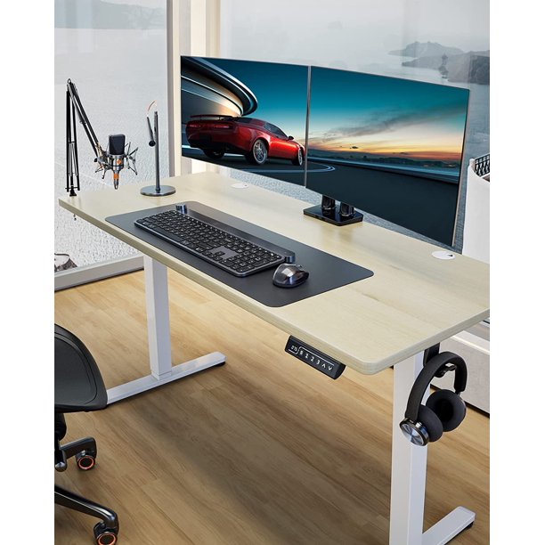 Electric Standing Desk 55 x 28 Inches Height Adjustable Sit Stand up Desk Memory Computer Home Office Desk, Natural - Walmart.com