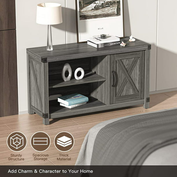 Farmhouse TV Stand for 50 Inch TVs Wood Media TV Console Cabinet with Storage, Grey - Walmart.com