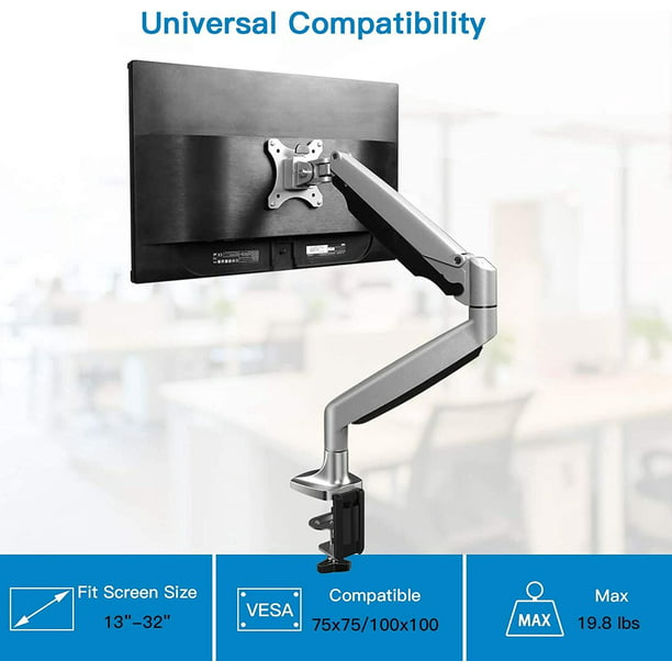 Myfurnideal Single Arm Monitor Stand for 13 to 32 Inch Screens Adjustable Computer Riser with Clamp, Hold up to 19.8lbs - Walmart.com