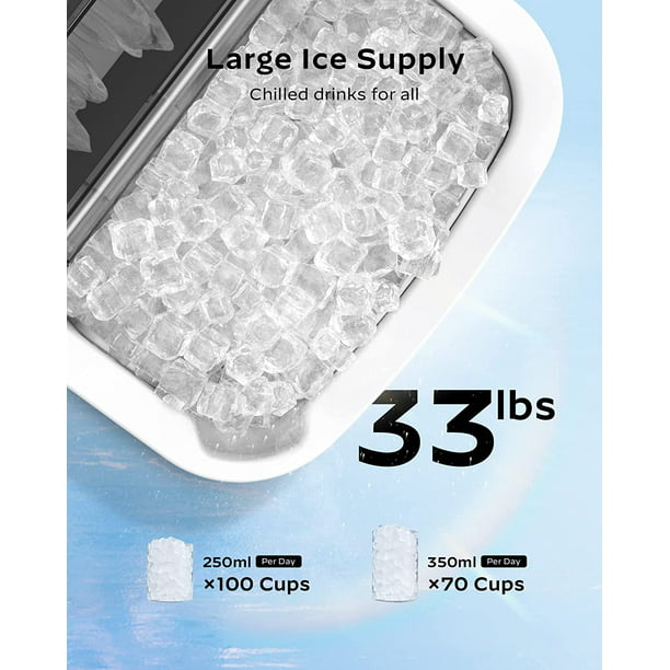 Nugget Ice Makers Portable Countertop, 33lbs/24H, Self-Cleaning, w/Scoop & Basket for Home, Kitchen, Office, Bar, Party, Black - Walmart.com