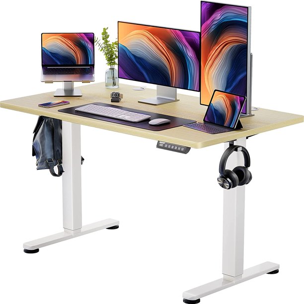 Electric Standing Desk 48" x 24" Height Adjustable Sit Stand up Desk for Home Office, Natural - Walmart.com